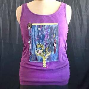 One of one upcycled purple art tank